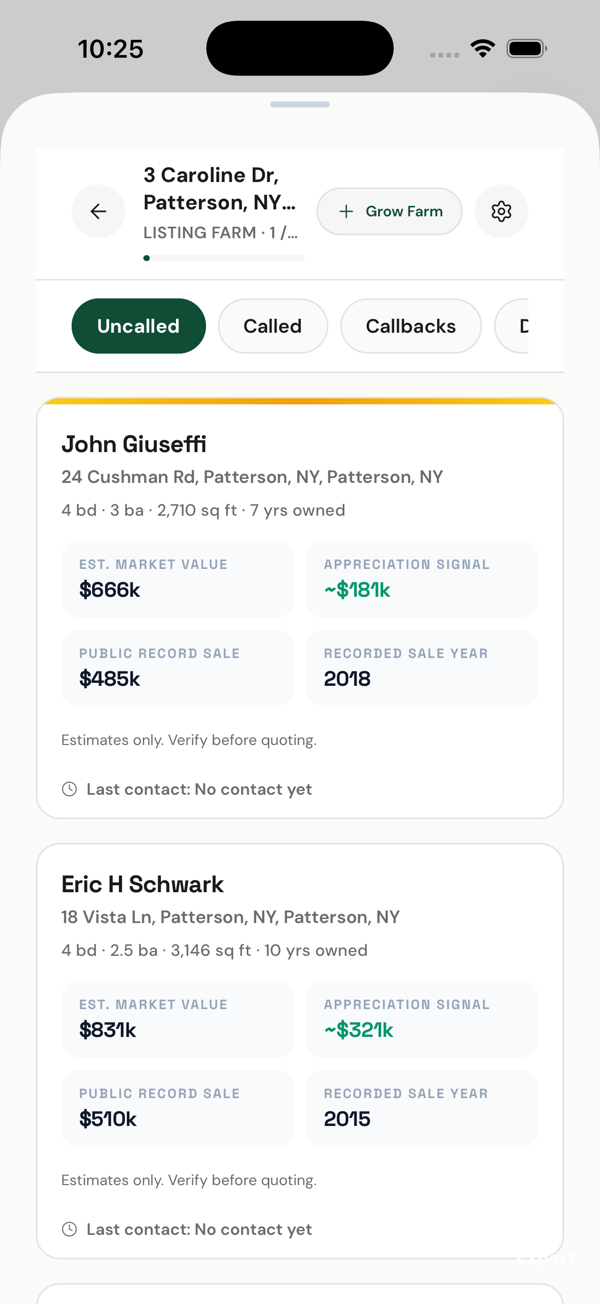 Comparable homeowner contact queue